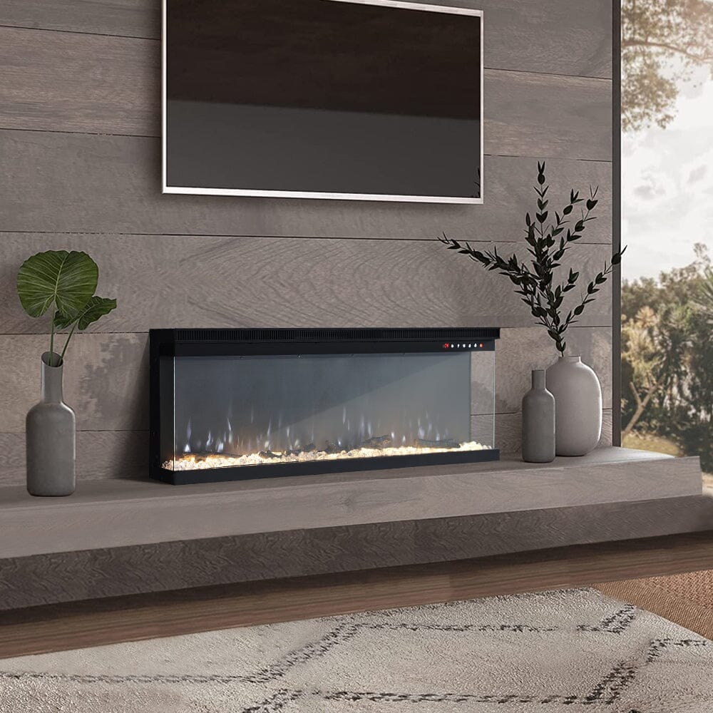 40/50/60-Inch 3-Sided Wall Mounted Electric Fireplace 9 Flame Colours and 5 Brightness Modes Freestanding Fireplaces Living and Home 70 inch 12 Options